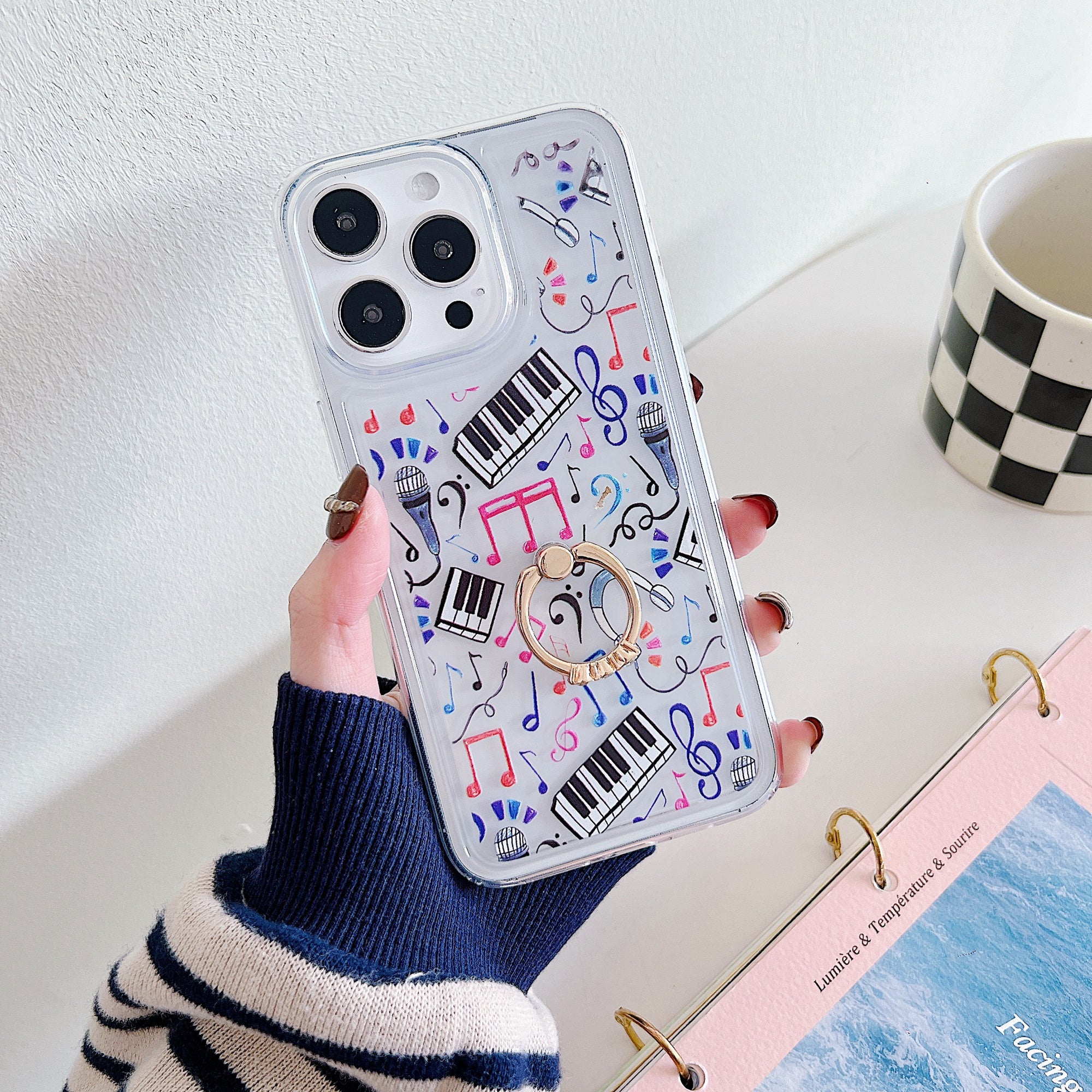 For iPhone 15 Pro Case Pattern TPU Airbag Phone Cover Ring Holder Kickstand For iPhone 15 Pro Case Pattern TPU Airbag Phone Cover Ring Holder Kickstand